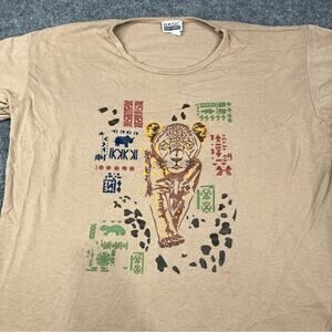 Vintage Basic Editions T-Shirt Men’s Large Cheetah Tan y2k animal